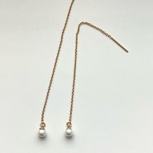 Elegant 14K Gold Filled and Genuine Pearl Drop Earrings